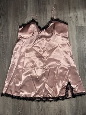 Womens 5 Piece Lingerie Set Champagne Pink Black Lace Medium Cosplay